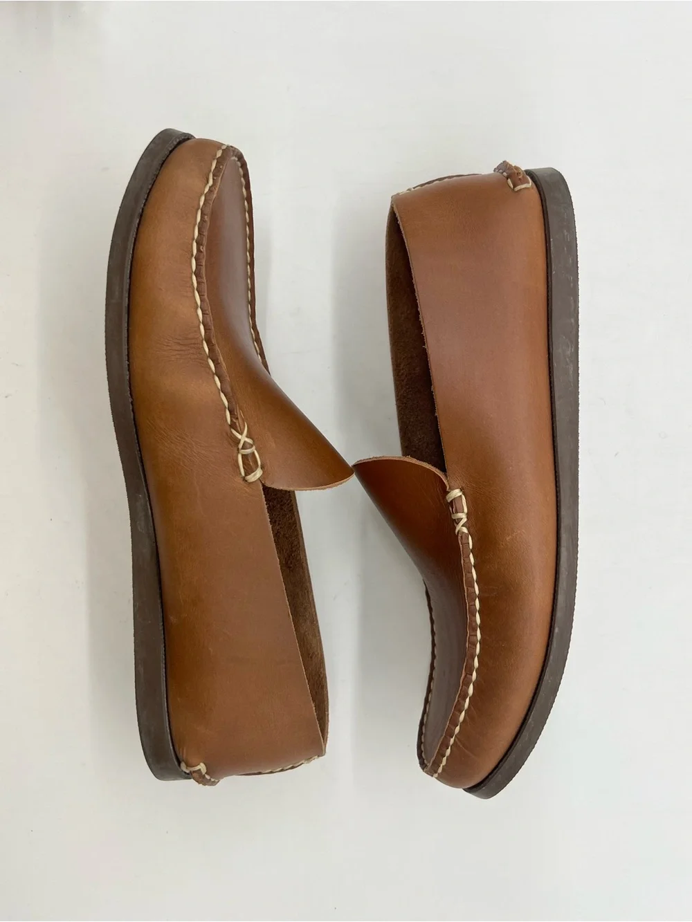 Oak Street Bootmakers Mens 10.5D Brown Leather Slip Moc Natural Chromexcel Shoes